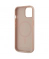 Karl Lagerfeld Leather Monogram Metal Logo MagSafe iPhone 15 Case - Pink