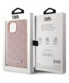 Karl Lagerfeld Leather Monogram Metal Logo MagSafe iPhone 15 Case - Pink