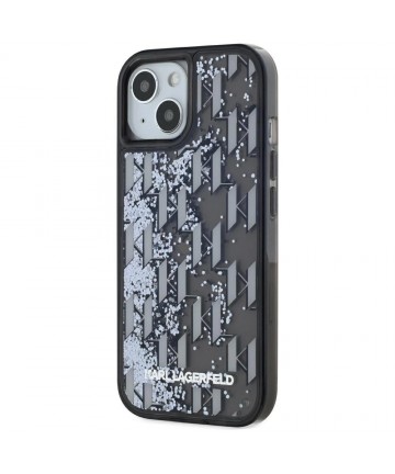 Karl Lagerfeld Liquide Glitter Monogram Gradient iPhone 15 Case - Black