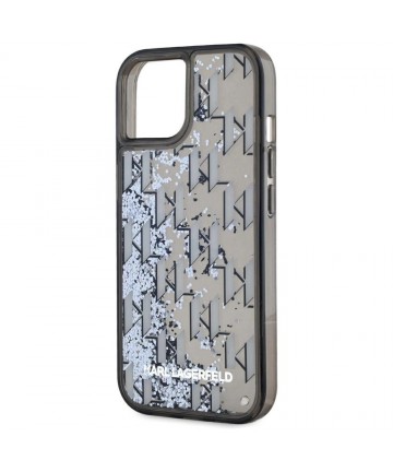 Karl Lagerfeld Liquide Glitter Monogram Gradient iPhone 15 Case - Black