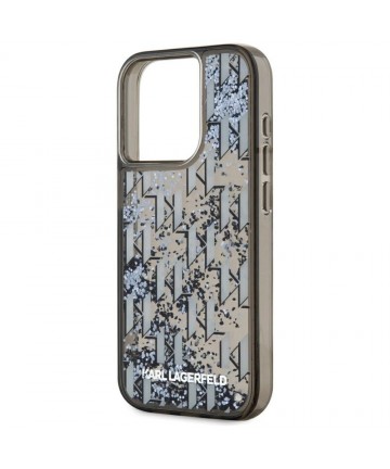 Karl Lagerfeld Liquide Glitter Monogram Gradient iPhone 15 Pro Case - Black