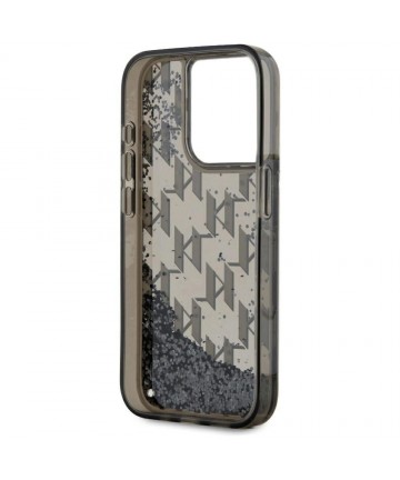 Karl Lagerfeld Liquide Glitter Monogram Gradient iPhone 15 Pro Case - Black