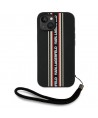 Karl Lagerfeld Saffiano Athleisure Stripes Cord iPhone 15 Case - Red