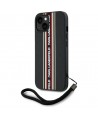 Karl Lagerfeld Saffiano Athleisure Stripes Cord iPhone 15 Case - Red