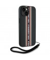 Karl Lagerfeld Saffiano Athleisure Stripes Cord iPhone 15 Case - Red