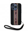Karl Lagerfeld Saffiano Athleisure Stripes Cord iPhone 15 Pro Case - Red