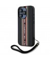 Karl Lagerfeld Saffiano Athleisure Stripes Cord iPhone 15 Pro Max Case - Red