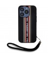 Karl Lagerfeld Saffiano Athleisure Stripes Cord iPhone 15 Pro Max Case - Red