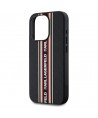 Karl Lagerfeld Saffiano Athleisure Stripes Cord iPhone 15 Pro Max Case - Red