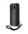 Karl Lagerfeld Saffiano Athleisure Stripes Cord iPhone 15 Pro Case - Pink