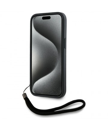 Karl Lagerfeld Saffiano Athleisure Stripes Cord iPhone 15 Pro Case - Pink