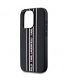 Karl Lagerfeld Saffiano Athleisure Stripes Cord iPhone 15 Pro Case - Pink