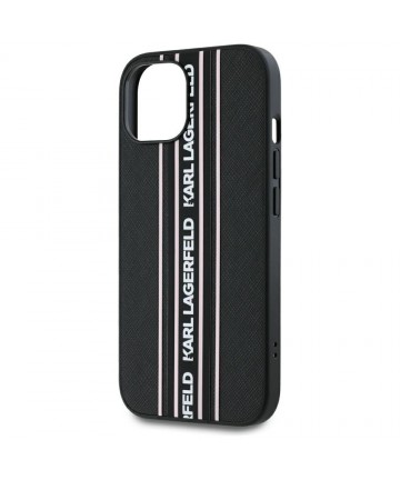 Karl Lagerfeld Saffiano Athleisure Stripes Cord iPhone 15 Case - Pink
