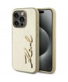 Karl Lagerfeld Wrinkled Metal Signature iPhone 15 Pro Max Case - Gold
