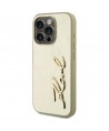 Karl Lagerfeld Wrinkled Metal Signature iPhone 15 Pro Max Case - Gold