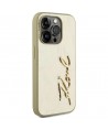Karl Lagerfeld Wrinkled Metal Signature iPhone 15 Pro Max Case - Gold