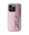 Karl Lagerfeld Wrinkled Metal Signature iPhone 15 Pro Case - Pink
