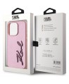 Karl Lagerfeld Wrinkled Metal Signature iPhone 15 Pro Case - Pink