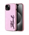 Karl Lagerfeld Wrinkled Metal Signature iPhone 15 Case - Pink
