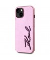 Karl Lagerfeld Wrinkled Metal Signature iPhone 15 Case - Pink