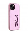 Karl Lagerfeld Wrinkled Metal Signature iPhone 15 Case - Pink