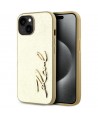 Karl Lagerfeld Wrinkled Metal Signature iPhone 15 Case - Gold
