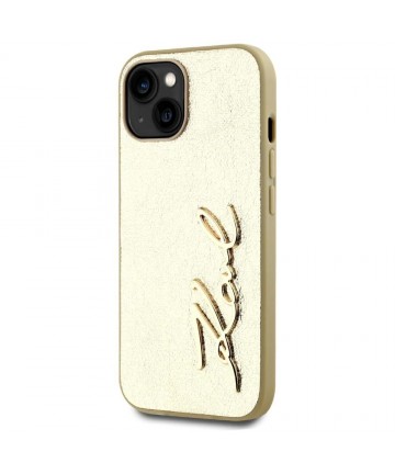 Karl Lagerfeld Wrinkled Metal Signature iPhone 15 Case - Gold