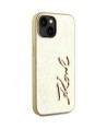 Karl Lagerfeld Wrinkled Metal Signature iPhone 15 Case - Gold