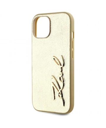 Karl Lagerfeld Wrinkled Metal Signature iPhone 15 Case - Gold