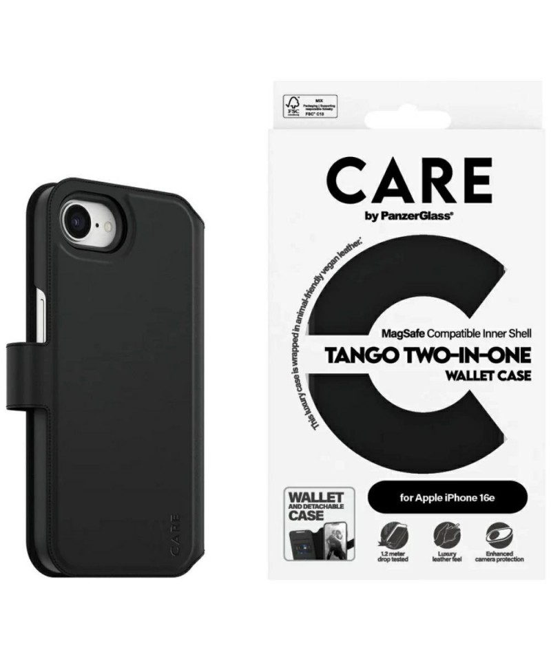 CARE by PanzerGlass Feature Tango 2in1 Wallet Case for iPhone 16e - Black