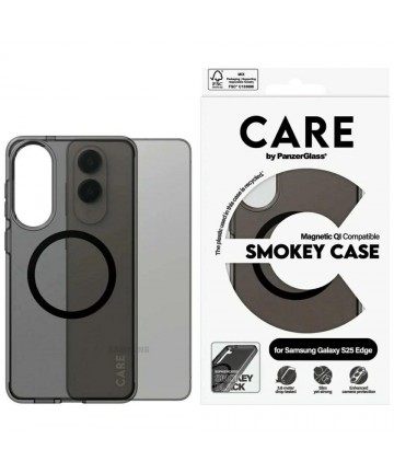 CARE by PanzerGlass Flagship Urban Combat Black QI Case for Samsung Galaxy S25 Edge - Semi-transparent