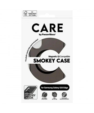 CARE by PanzerGlass Flagship Urban Combat Black QI Case for Samsung Galaxy S25 Edge - Semi-transparent