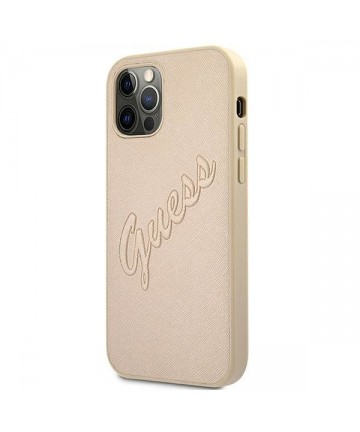 Guess GUHCP12LRSAVSLG iPhone 12 Pro Max 6.7" gold/gold hardcase Saffiano Vintage Script