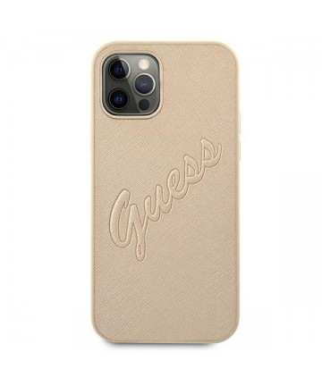 Guess GUHCP12LRSAVSLG iPhone 12 Pro Max 6.7" gold/gold hardcase Saffiano Vintage Script
