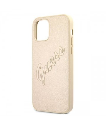Guess GUHCP12LRSAVSLG iPhone 12 Pro Max 6.7" gold/gold hardcase Saffiano Vintage Script