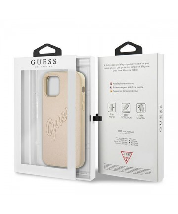 Guess GUHCP12LRSAVSLG iPhone 12 Pro Max 6.7" gold/gold hardcase Saffiano Vintage Script