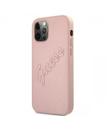Guess GUHCP12LRSAVSRG iPhone 12 Pro Max 6.7" pink/pink hardcase Saffiano Vintage Script