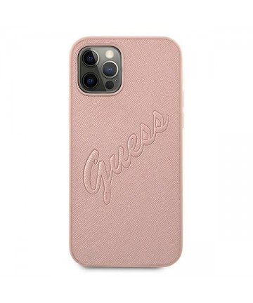 Guess GUHCP12LRSAVSRG iPhone 12 Pro Max 6.7" pink/pink hardcase Saffiano Vintage Script