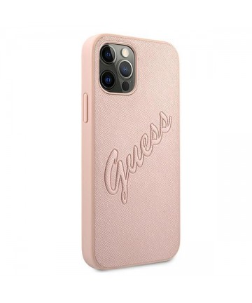 Guess GUHCP12LRSAVSRG iPhone 12 Pro Max 6.7" pink/pink hardcase Saffiano Vintage Script