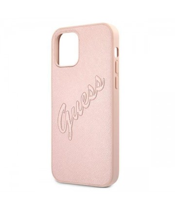 Guess GUHCP12LRSAVSRG iPhone 12 Pro Max 6.7" pink/pink hardcase Saffiano Vintage Script