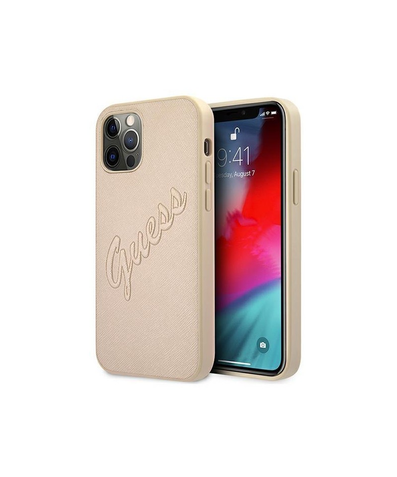 Guess GUHCP12MRSAVSLG iPhone 12/12 Pro 6.1" gold/gold hardcase Saffiano Vintage Script