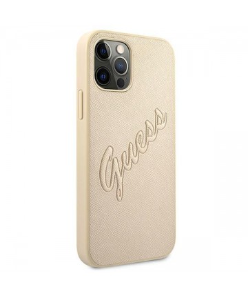 Guess GUHCP12MRSAVSLG iPhone 12/12 Pro 6.1" gold/gold hardcase Saffiano Vintage Script