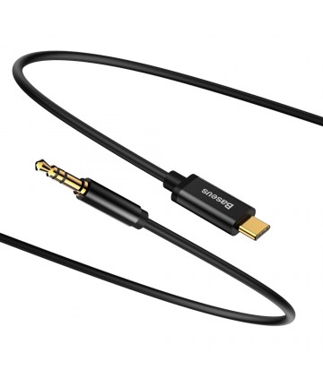 Baseus stereo audio cable AUX 3.5 mm mini jack - USB Type C for tablet phone 120cm black (CAM01-01)