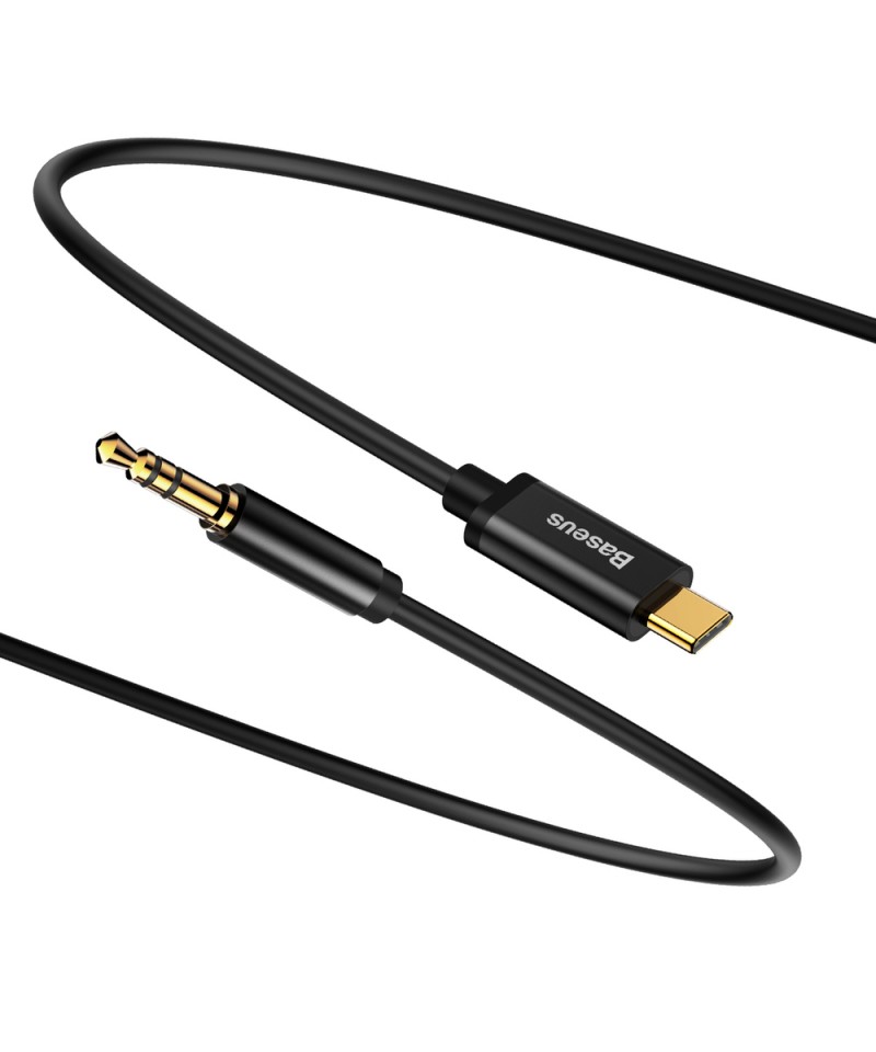 Baseus stereo audio cable AUX 3.5 mm mini jack - USB Type C for tablet phone 120cm black (CAM01-01)