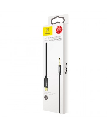 Baseus stereo audio cable AUX 3.5 mm mini jack - USB Type C for tablet phone 120cm black (CAM01-01)
