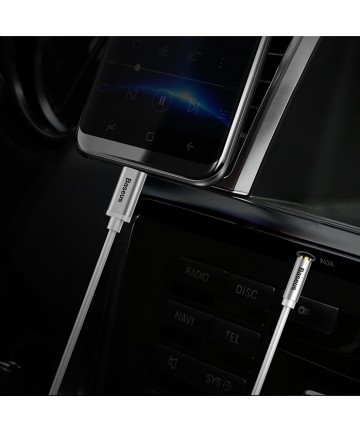 Baseus stereo audio cable AUX 3.5 mm mini jack - USB Type C for tablet phone 120cm black (CAM01-01)