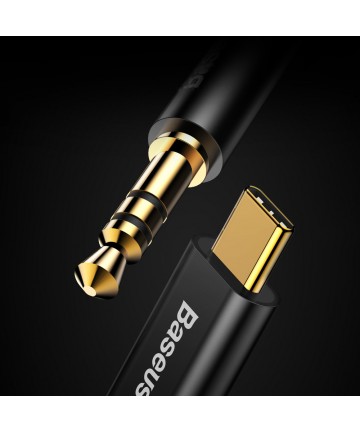 Baseus stereo audio cable AUX 3.5 mm mini jack - USB Type C for tablet phone 120cm black (CAM01-01)
