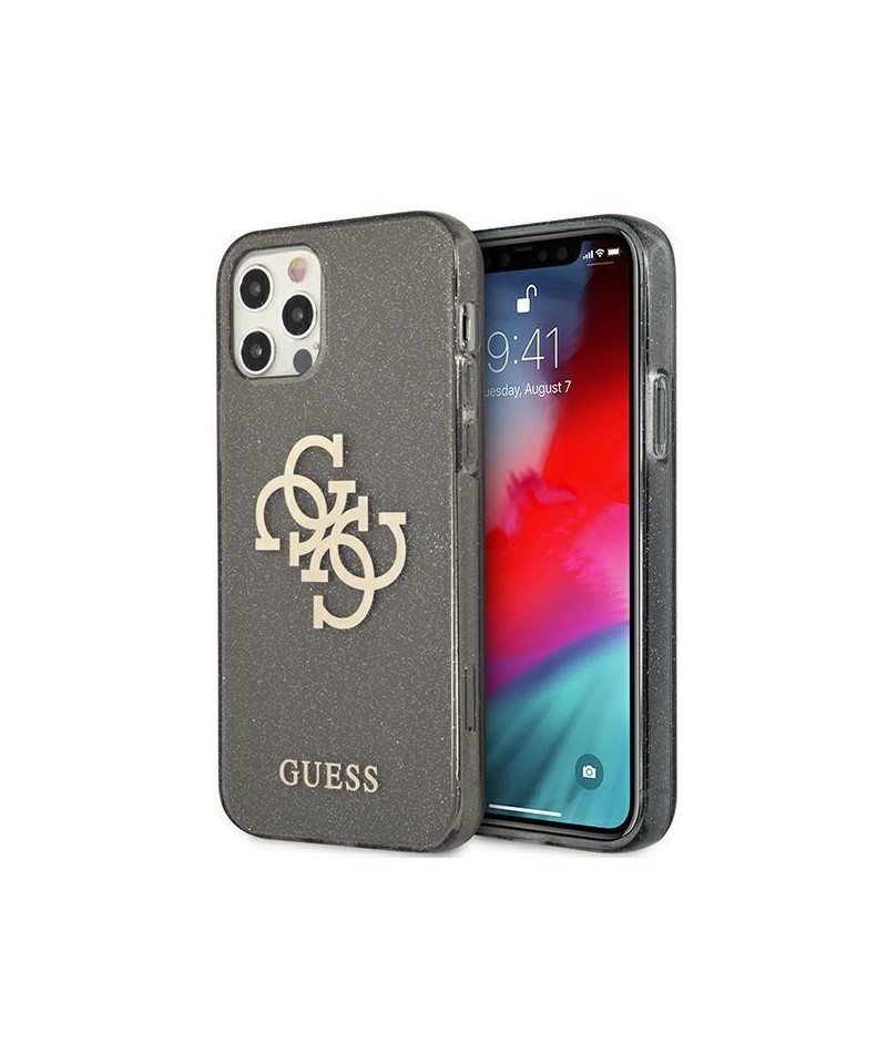 Guess GUHCP12LPCUGL4GBK iPhone 12 Pro Max 6.7" black/black hard case Glitter 4G Big Logo