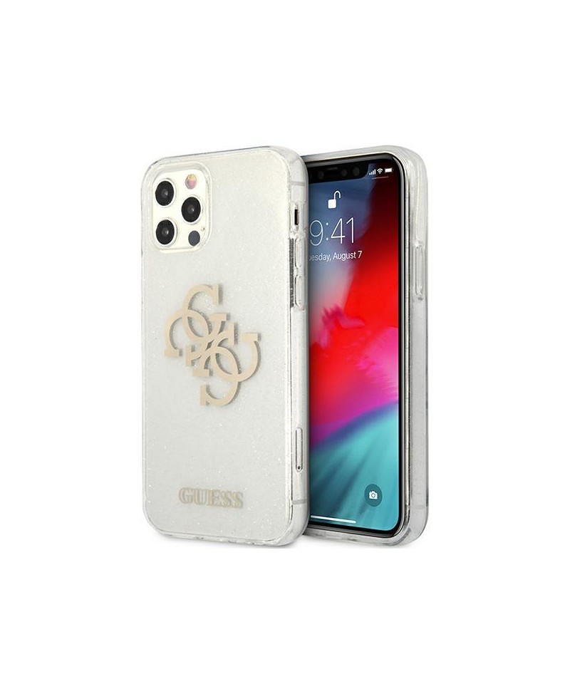 Guess GUHCP12LPCUGL4GTR iPhone 12 Pro Max 6.7" transparent hard case Glitter 4G Big Logo