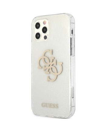 Guess GUHCP12LPCUGL4GTR iPhone 12 Pro Max 6.7" transparent hard case Glitter 4G Big Logo